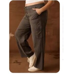 Arula‎ Charcoal Grey Cargo Pants Womens 14 Drawstring Waist Lyocell Blend 112823